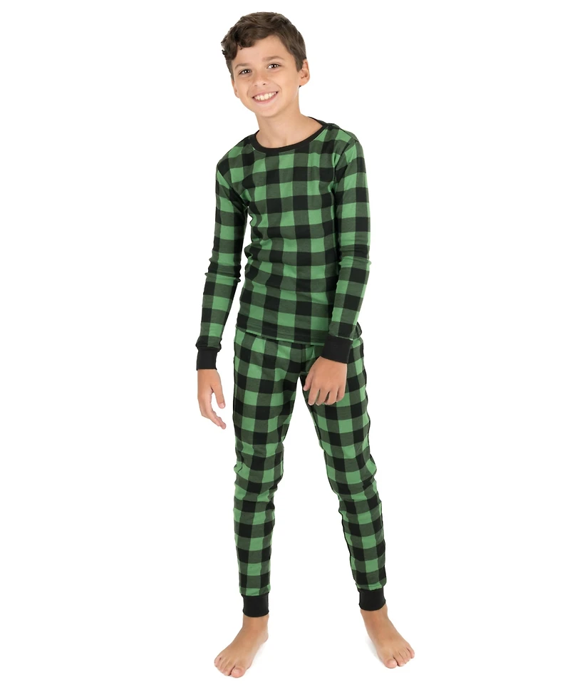 Leveret Kids Two Piece Cotton Plaid Holiday Pajamas