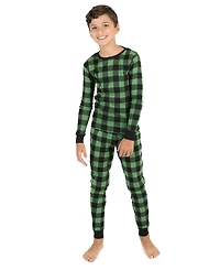 Leveret Kids Two Piece Cotton Plaid Holiday Pajamas