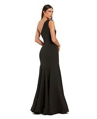 Mac Duggal Women's Crepe One Shoulder Mermaid Gown With Beading