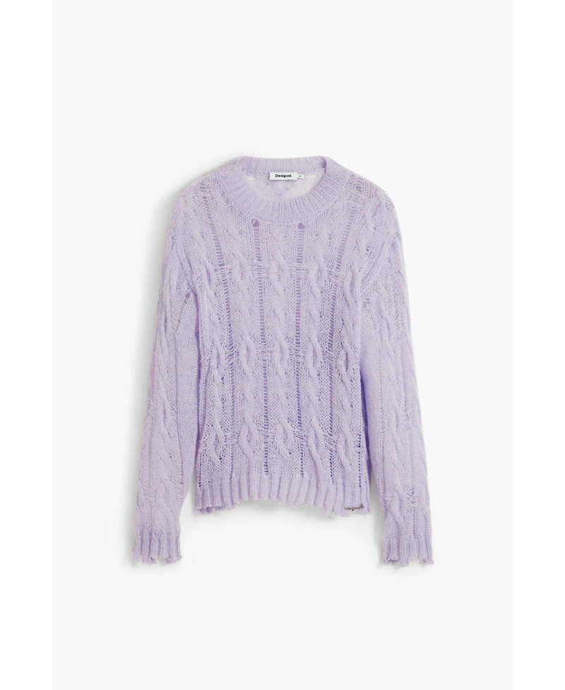 Desigual Women's Cable-knit sweater with distressed details