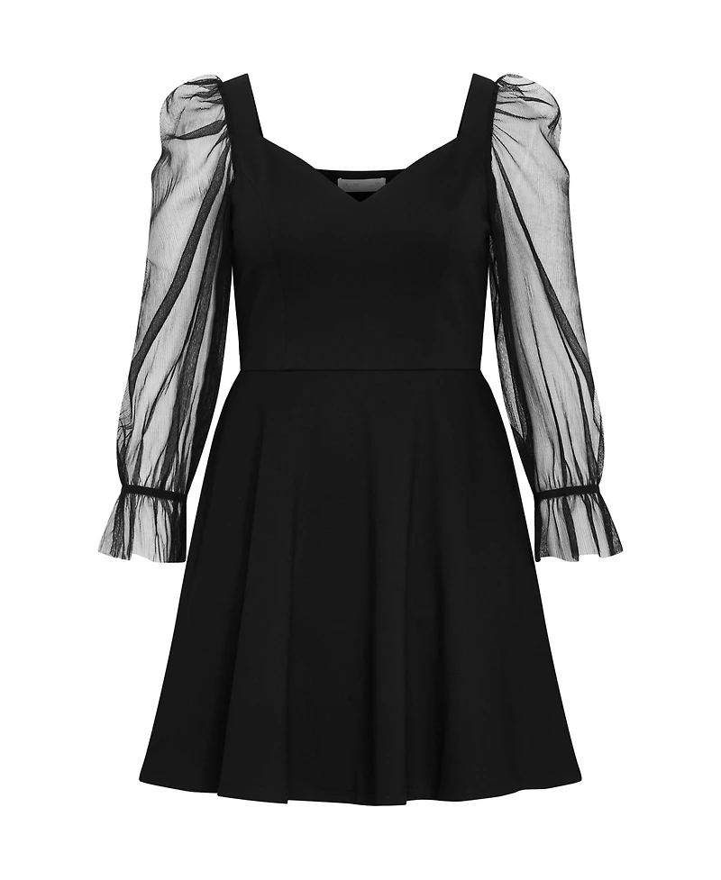 City Chic Women's Alannah Mesh Sleeve Mini Dress