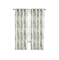 Habitat Lana Light Filtering Grommet Curtain Panel Two Tone Leaf Branches Bouquet Faux Linen Fabric Designed 50" x 95