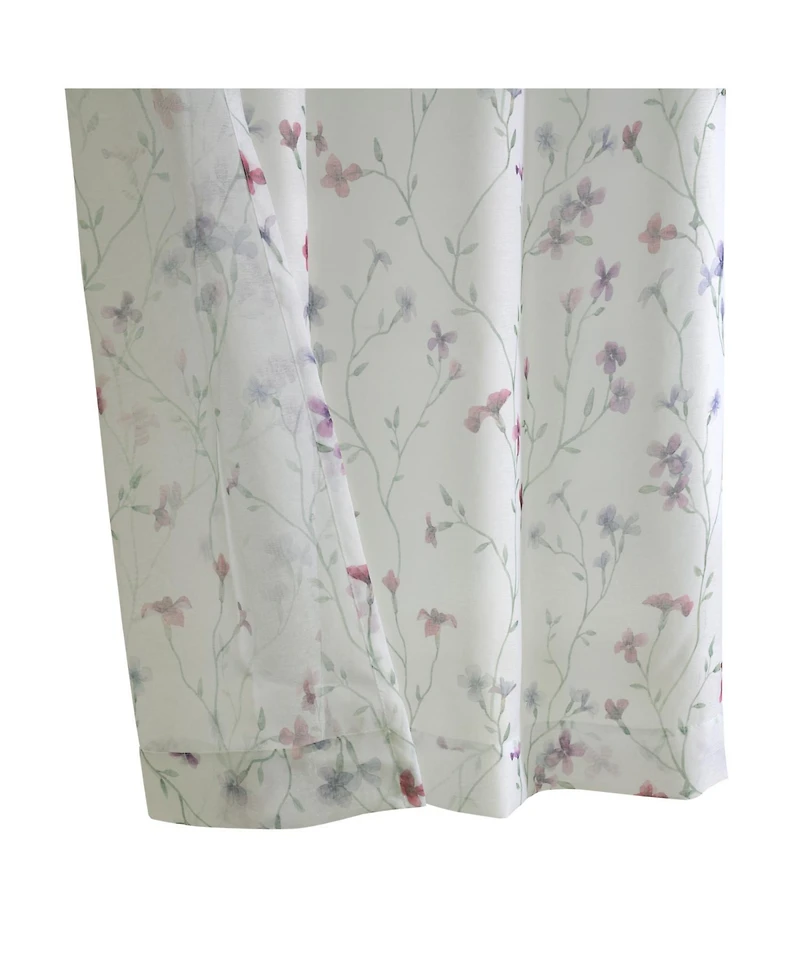 Habitat 100% Polyester Hazel Sheer Faux Linen Floral Grommet Curtain Panel 52" x 84" in Pink