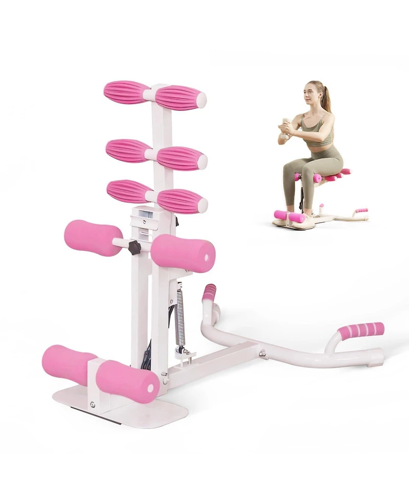 Squat Machine, Deep Squat Machine for Women - Adjustable Glute Trainer with Resistance Bands, Pink