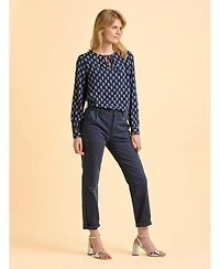 Brakeburn Women's Juliette Long Sleeve Tie Neck Blouse