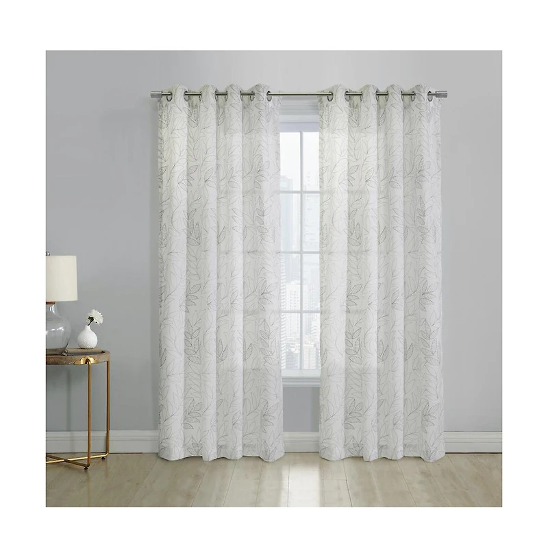 Habitat Valentina Sheer Window Treatment Tone on Tone Motif Grommet Curtain Panel for Bedroom Livingroom 52" x 95