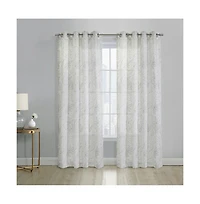 Habitat Valentina Sheer Window Treatment Tone on Tone Motif Grommet Curtain Panel for Bedroom Livingroom 52" x 95