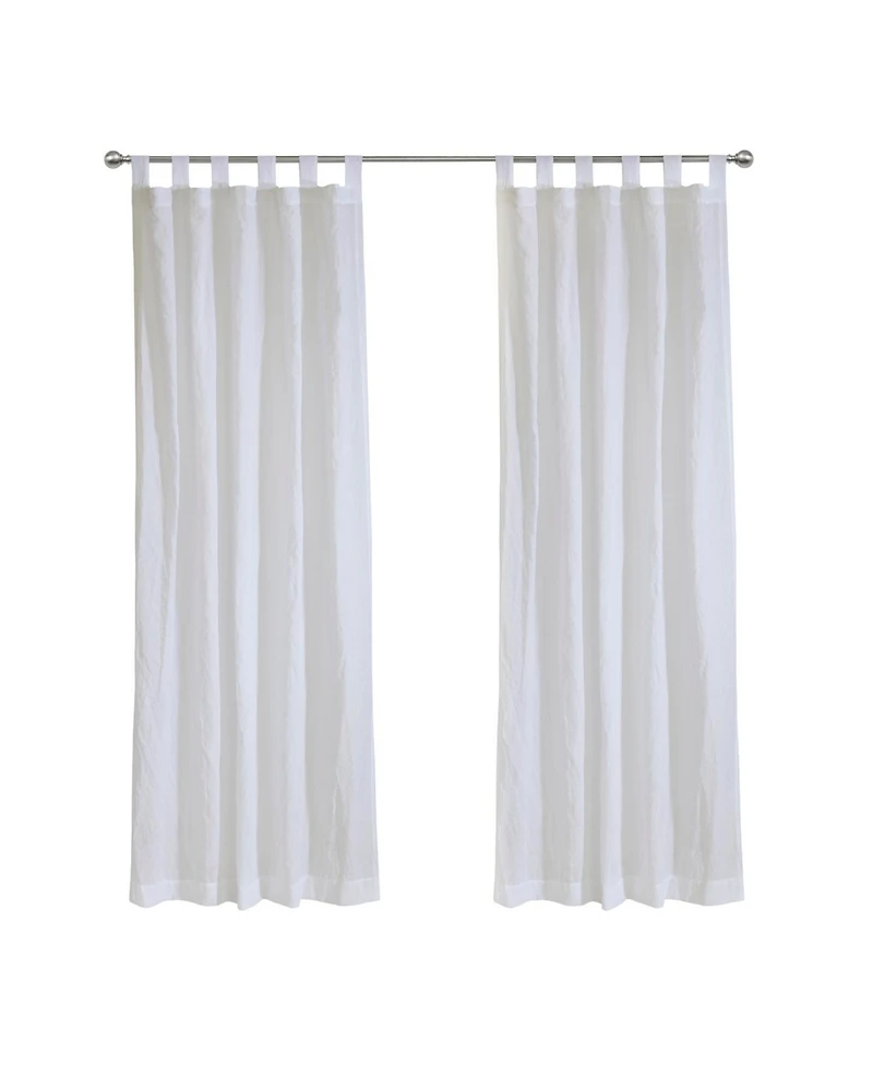 Habitat 85% Polyester 15% Cotton Crushed Sheer Tab Crinkle Textured Solid Curtain Panel 52" x 63" White