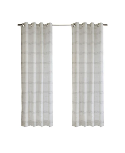Habitat 100% Polyester Jasper Sheer Faux Linen Stripe Grommet Curtain Panel 52" x 95" White