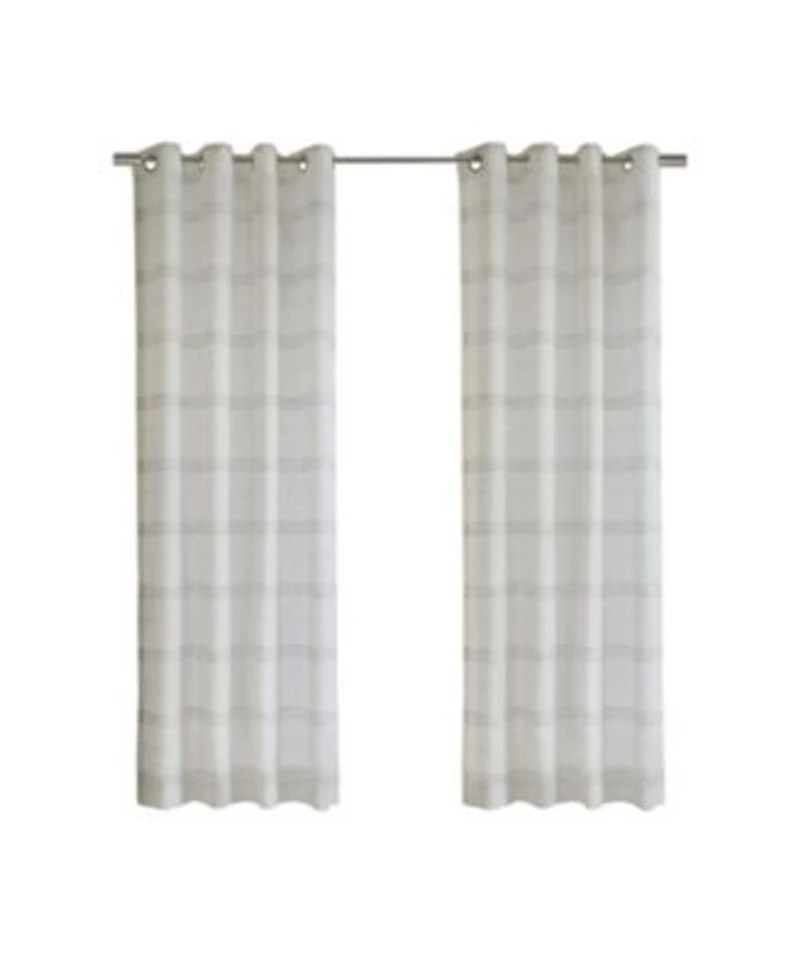 Habitat 100 Polyester Jasper Sheer Faux Linen Stripe Grommet Curtain Panel 52 X22 X 95 X22 White