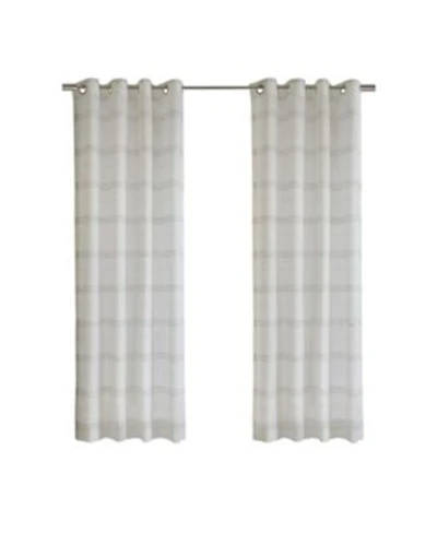 Habitat 100 Polyester Jasper Sheer Faux Linen Stripe Grommet Curtain Panel 52 X22 X 95 X22 White
