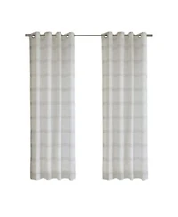 Habitat 100 Polyester Jasper Sheer Faux Linen Stripe Grommet Curtain Panel 52 X22 X 95 X22 White