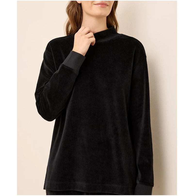Pact Women's Organic Cotton Velour Mock Neck Pullover