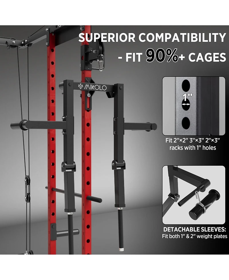 Mikolo Lateral Raise Machine for Squat Rack - Deltoid Trainer with 1" Hole Compatibility