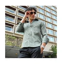 Campus Sutra Men's Sage Green Shard-Tactile Shirt