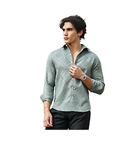 Campus Sutra Men's Sage Green Shard-Tactile Shirt