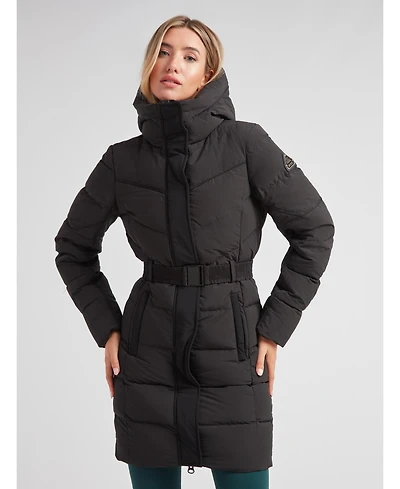 JACK1T Women's Diamond Belted Hooded Down Coat