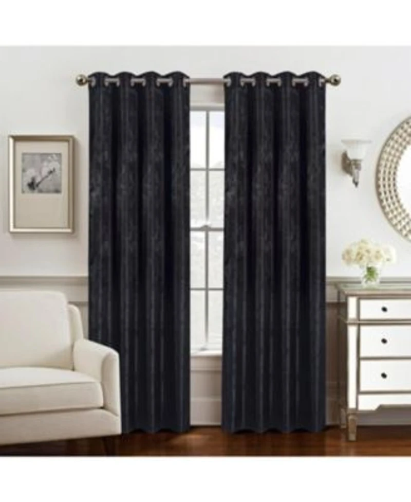 Olivia Gray Roxy Two Tone Jacquard Grommet Single Panel 54x90 X22 Black