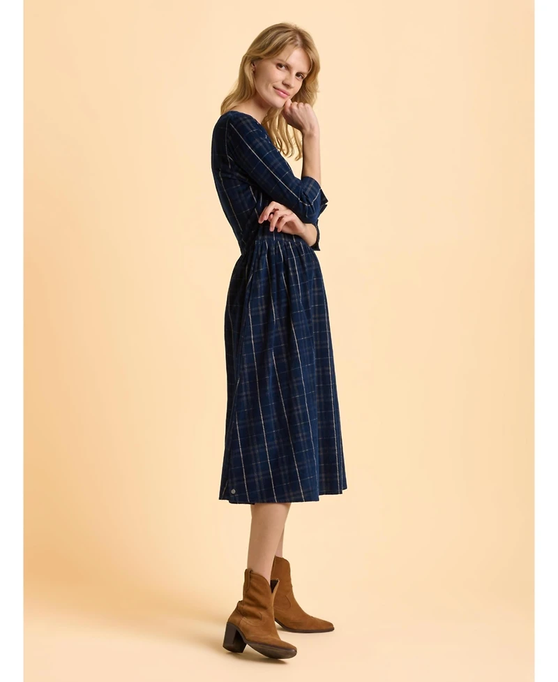 Brakeburn Women's Lilliput 3/4 Sleeve Boat Neck Midi Dress