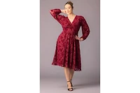 Kiyonna Plus Melanie Long Sleeve Mesh Midi Cocktail Dress