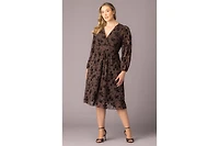 Kiyonna Plus Melanie Long Sleeve Mesh Midi Cocktail Dress