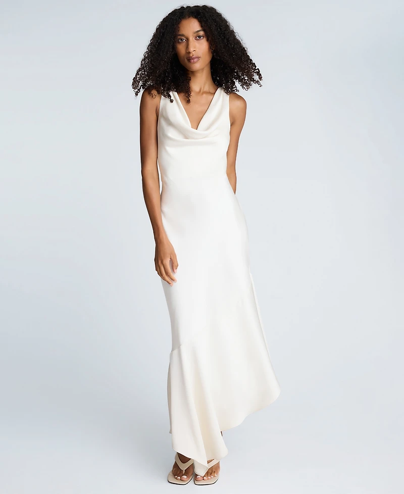 Kenneth Cole Women's Satin Cowl Neck Bias Dress