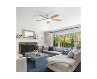 42-inch Modern Minimalist White 5-Blade Ceiling Fans with Led Lights and Remote Control