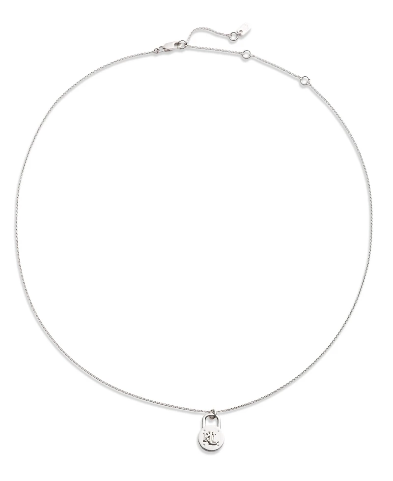 Lauren Ralph Lauren Silver-Tone Logo Padlock Pendant Necklace