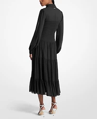 Michael Kors Women's Smocked Button-Down Shirt Dress