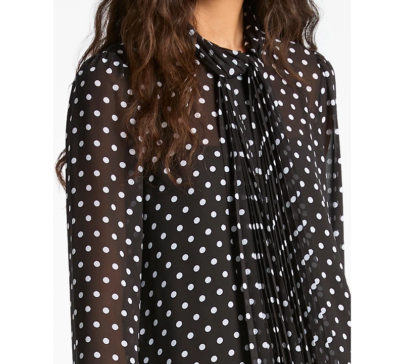 Michael Kors Women's Dotted Pleated Bow Dress