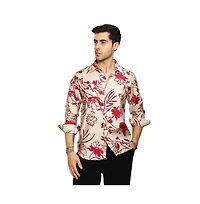 Campus Sutra Men's Scarlet Red Freesia-Imprint Shirt