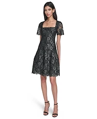 Eliza J Petite Square Neck Lace Fit and Flare Dress