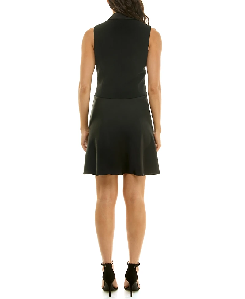 Taylor Petite Button-Front Combo Shift Dress
