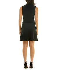 Taylor Petite Button-Front Combo Shift Dress
