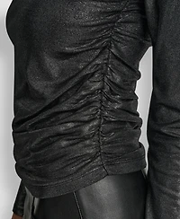 Dkny Jeans Women's Ruched Detail Long-Sleeve Top