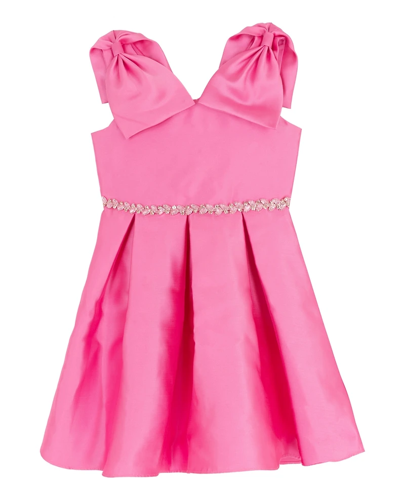 Rare Editions Girls 2T-6X Shoulder Bow Mikado Sleeveless Dress