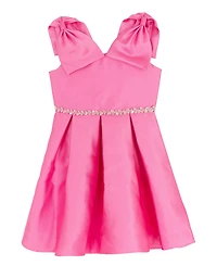 Rare Editions Girls 2T-6X Shoulder Bow Mikado Sleeveless Dress