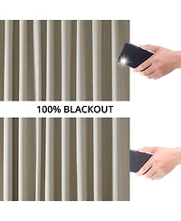 Half Price Drapes Light Beige Extra Wide Performance Linen Hotel Blackout Curtain