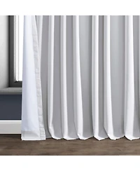 Half Price Drapes White Extra Wide Performance Linen Hotel Blackout Curtain