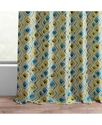 Half Price Drapes Zanni Multi Blue Green Geometric Faux Silk Jacquard Room Darkening Curtain