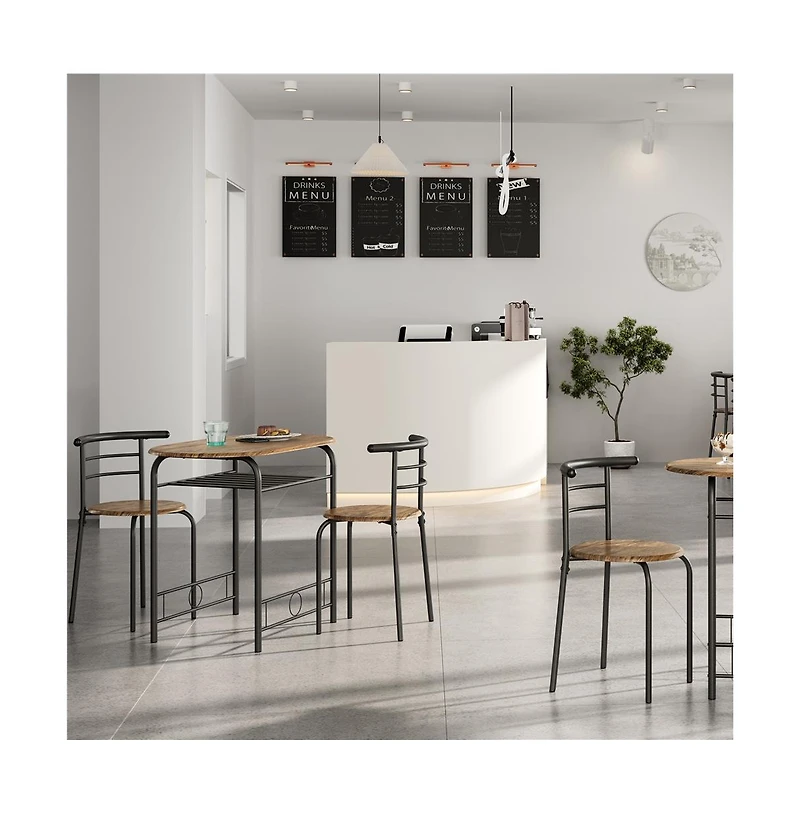 Yaheetech, 3-Piece Set, Metal Frame, Compact Dining Table with 2 Chairs