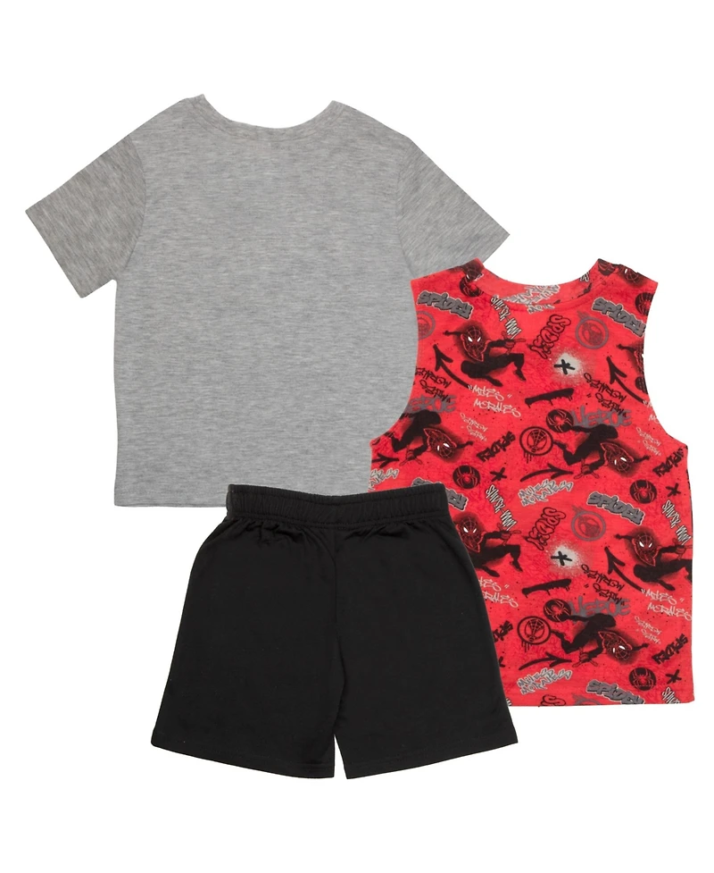 Miles Morales Boys 3-Piece Short Sleeve T-Shirt, Shorts and Jogger Pants Set