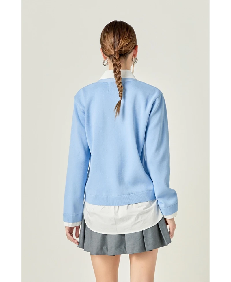 English Factory Women's Mixed Media Cardigan