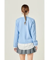English Factory Women's Mixed Media Cardigan