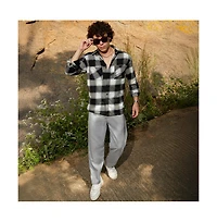 Campus Sutra Men's Onyx Black Tartan Utility Shacket