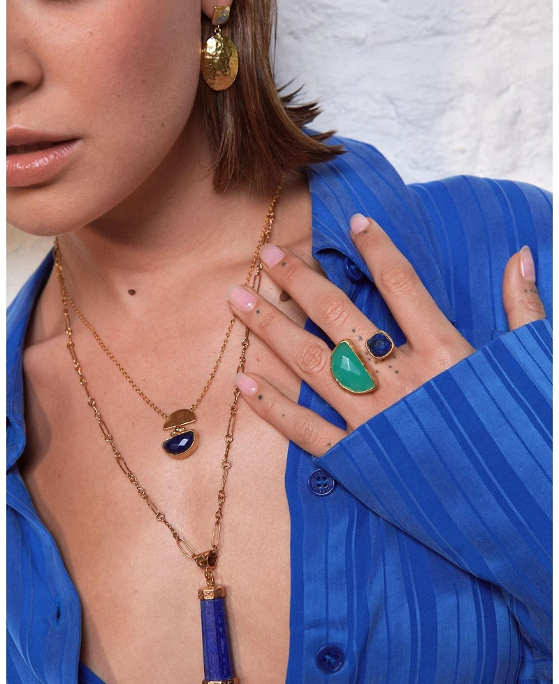 Ottoman Hands Avery Lapis and Aqua Chalcedony Cocktail Ring