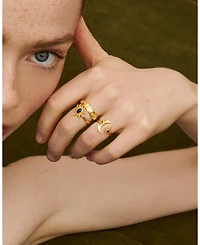 Ottoman Hands Lapis Moon and Star Stacking Ring