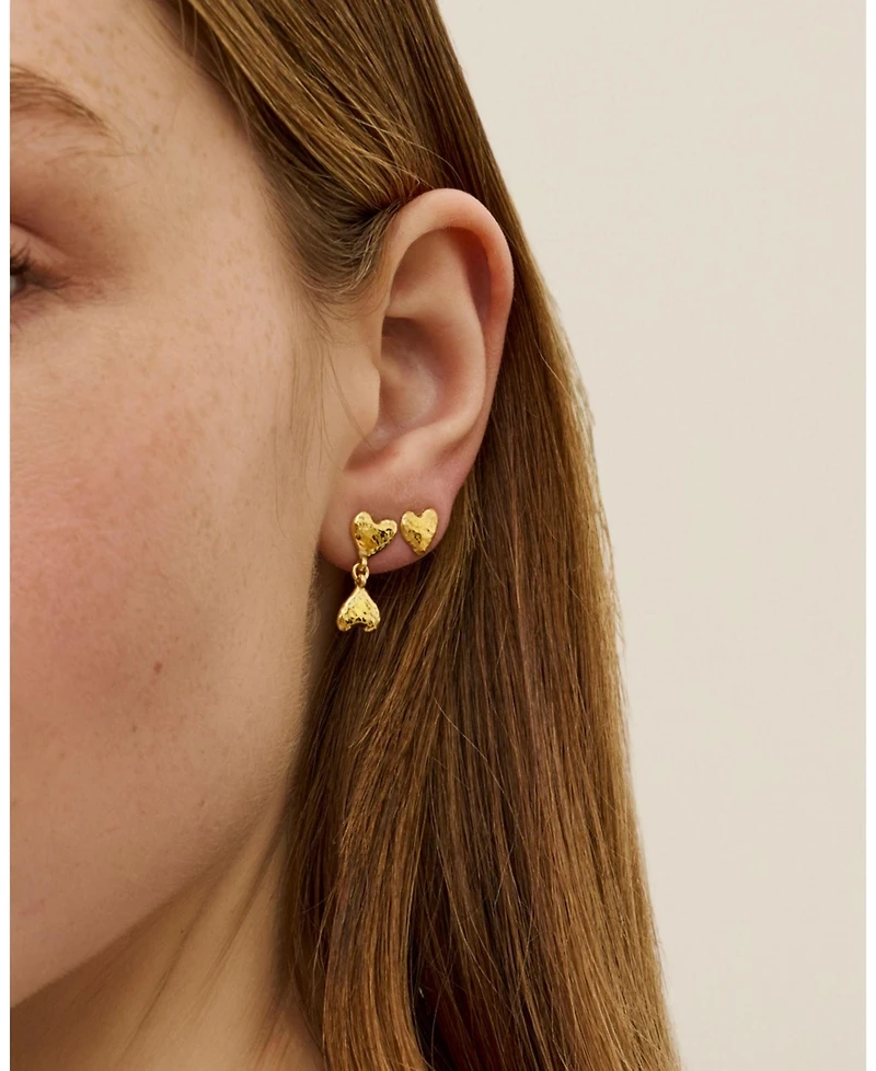 Ottoman Hands Double Heart Drop Studs