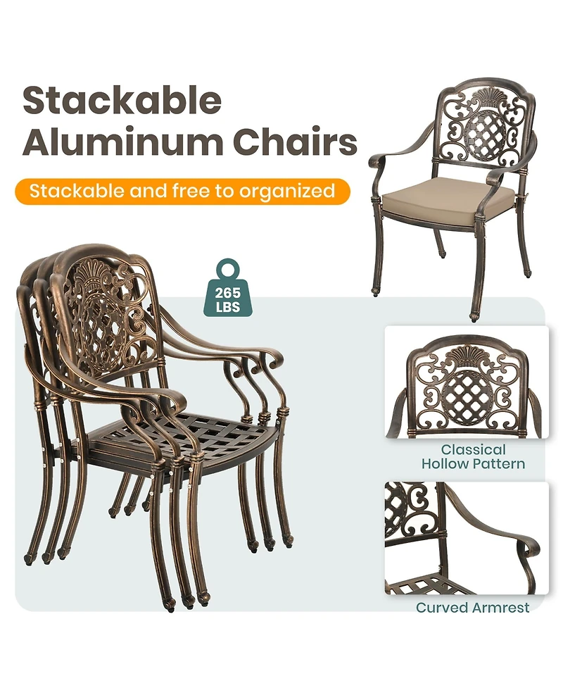 Stackable Aluminum Outdoor Dining Armchairs Set of 2
