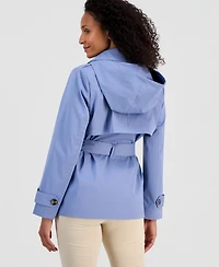 London Fog Women's Short Double-Breasted Belted Trench Coat